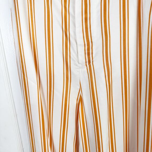 Anthropologie MAEVE Sunshine Wide Leg Satin Striped Pants Yellow White NEW 8 NWT - Picture 8 of 16